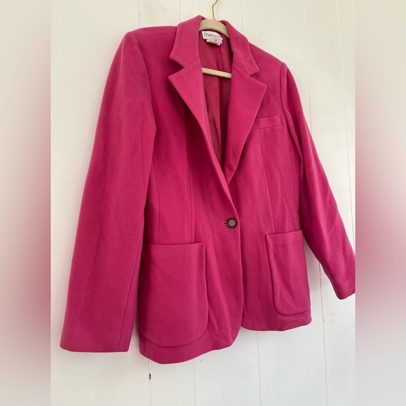 Chadwicks Vibrant Pink Women's Wool Cashmere Blend Blazer Size 12 - Picture 3 of 13